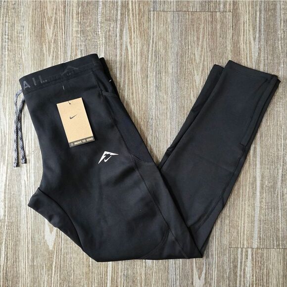 Nike Trail Lunar Ray Winterized Running Tights Pants Black White Men's Medium M - Picture 1 of 14